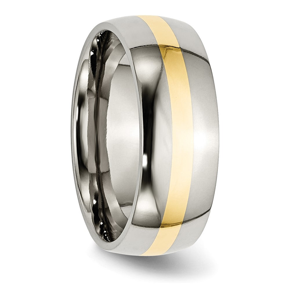 Chisel Titanium Polished with 14k Gold Inlay 8mm Band