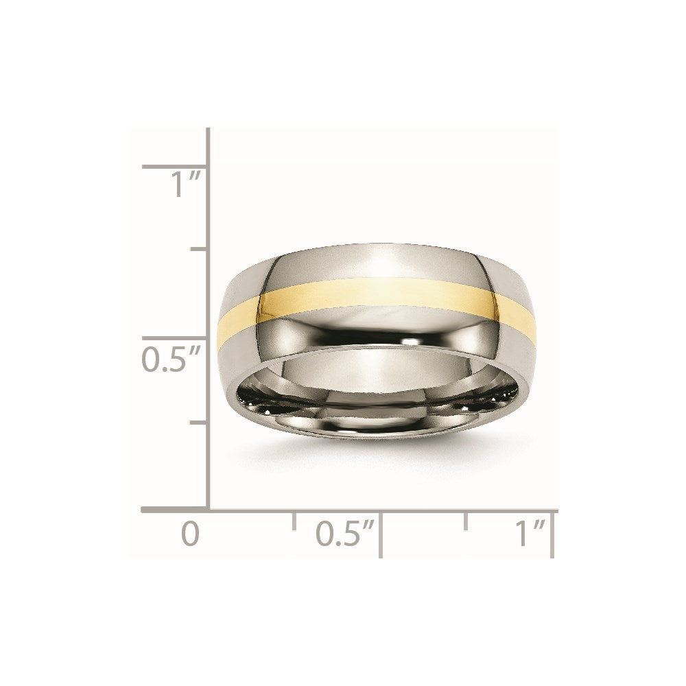 Chisel Titanium Polished with 14k Gold Inlay 8mm Band