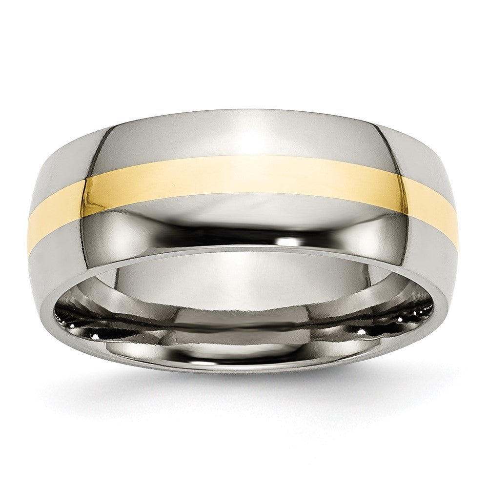 Chisel Titanium Polished with 14k Gold Inlay 8mm Band