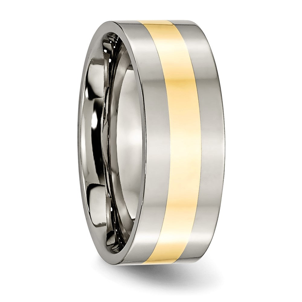 Titanium Polished w/14k Yellow Inlay 8mm Flat Band