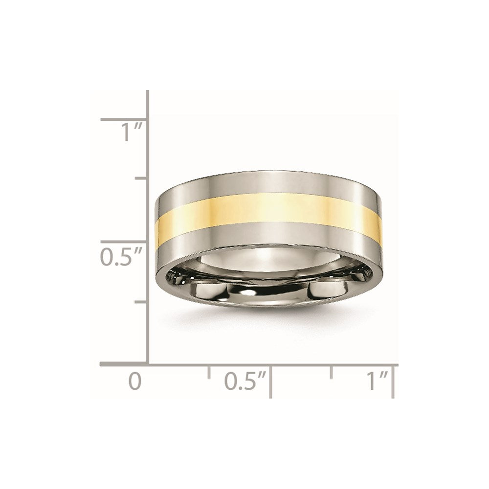 Titanium Polished w/14k Yellow Inlay 8mm Flat Band