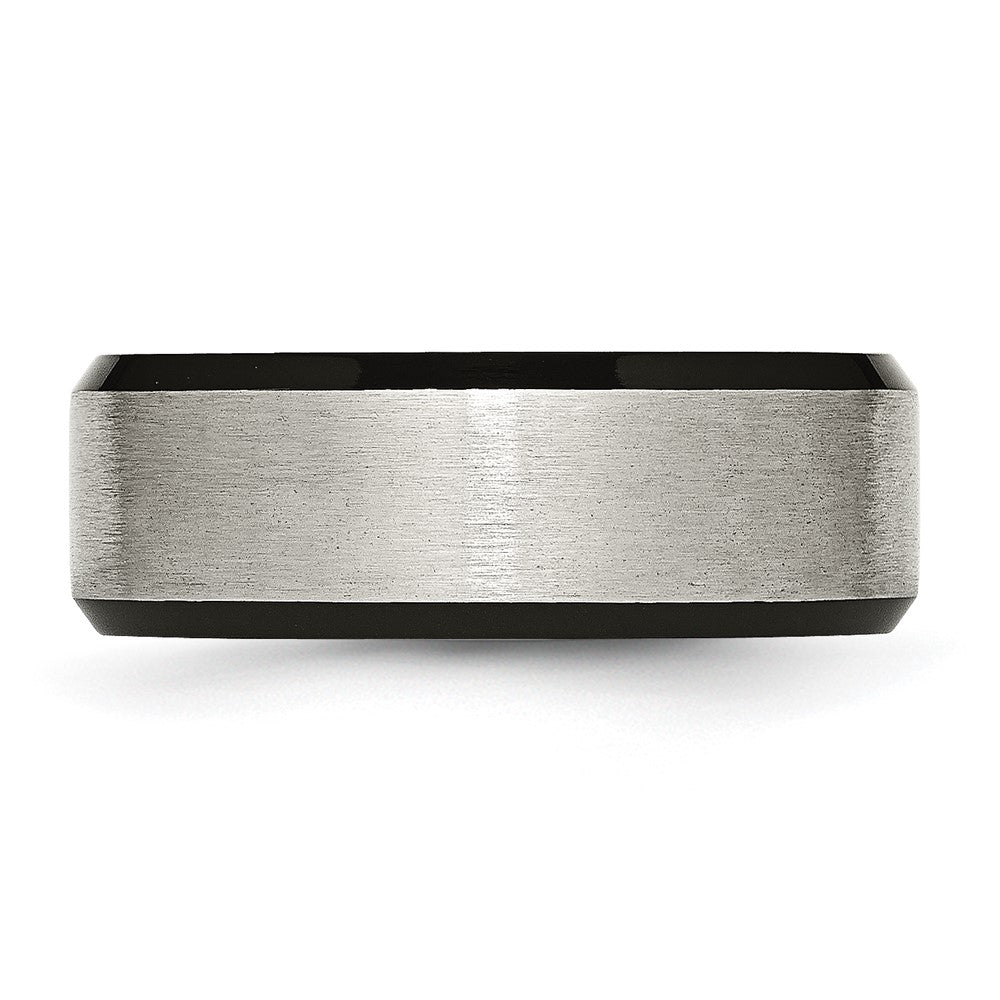 Chisel Titanium Brushed Center Black IP-plated 8mm Beveled Edge Band