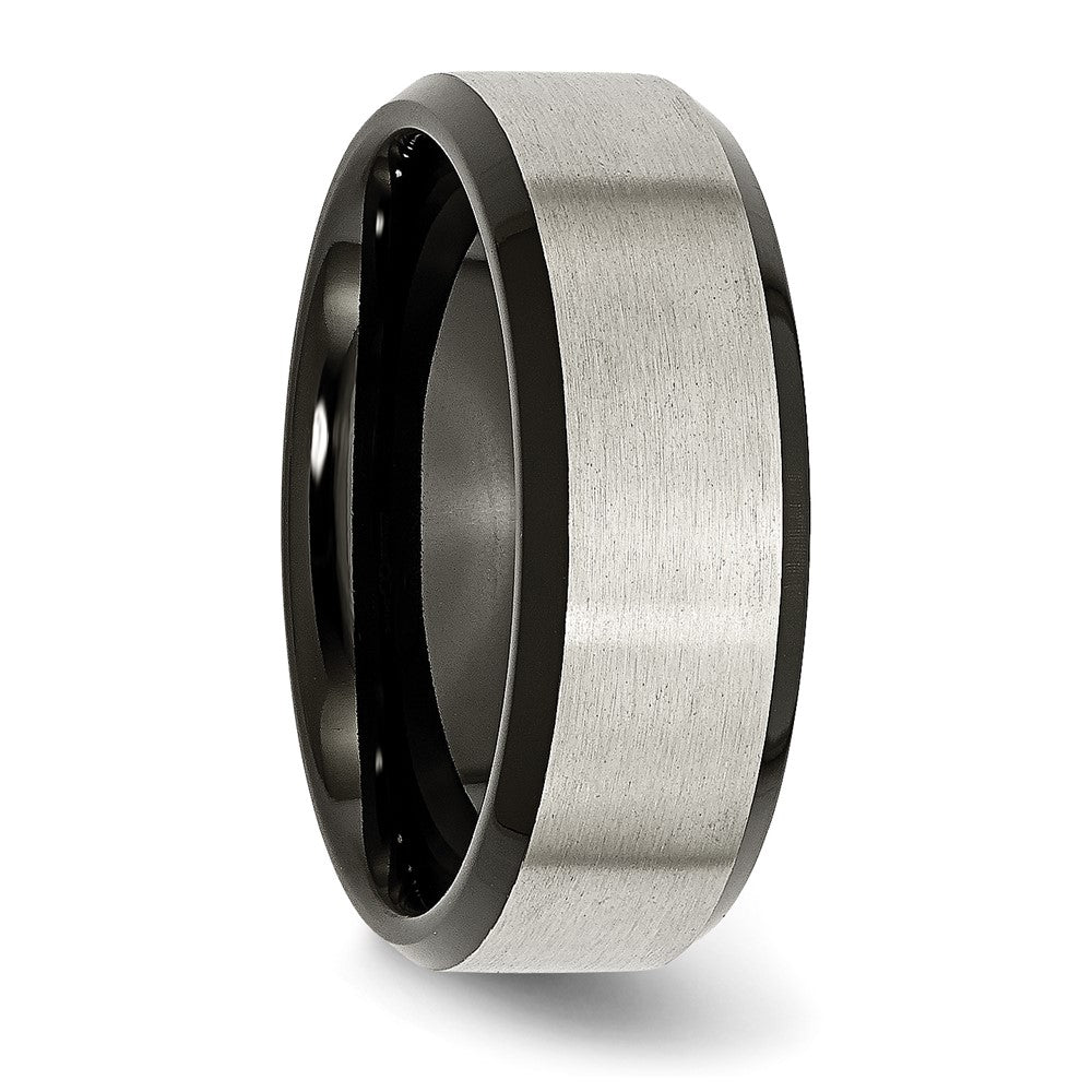 Chisel Titanium Brushed Center Black IP-plated 8mm Beveled Edge Band