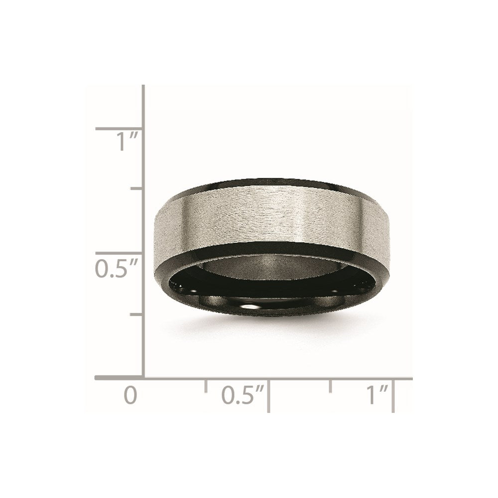 Chisel Titanium Brushed Center Black IP-plated 8mm Beveled Edge Band