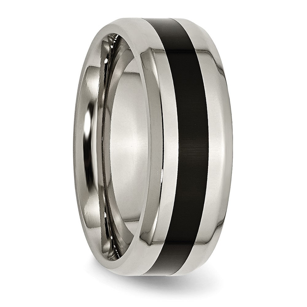 Chisel Titanium Polished Black Enamel 8mm Beveled Edge Band