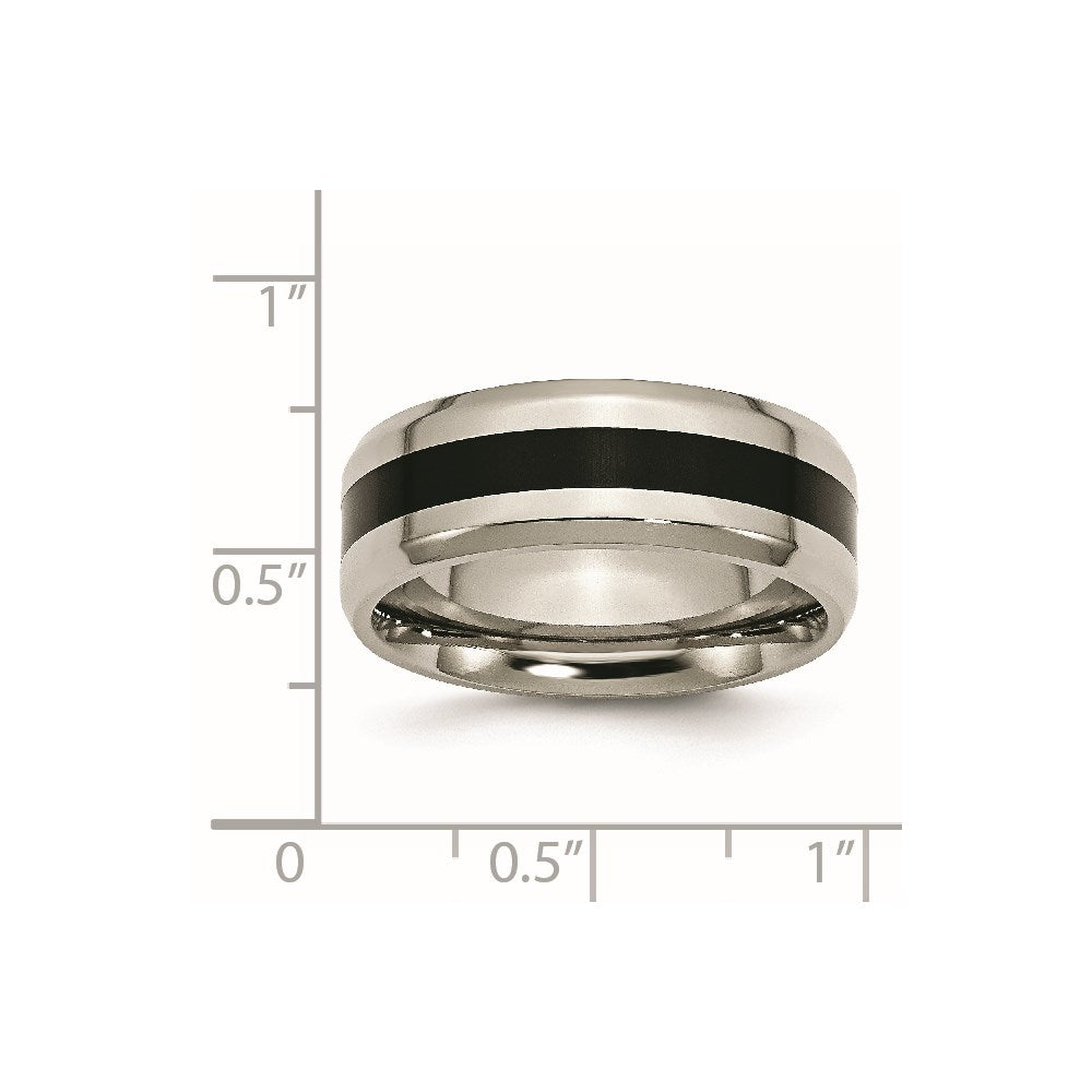 Chisel Titanium Polished Black Enamel 8mm Beveled Edge Band