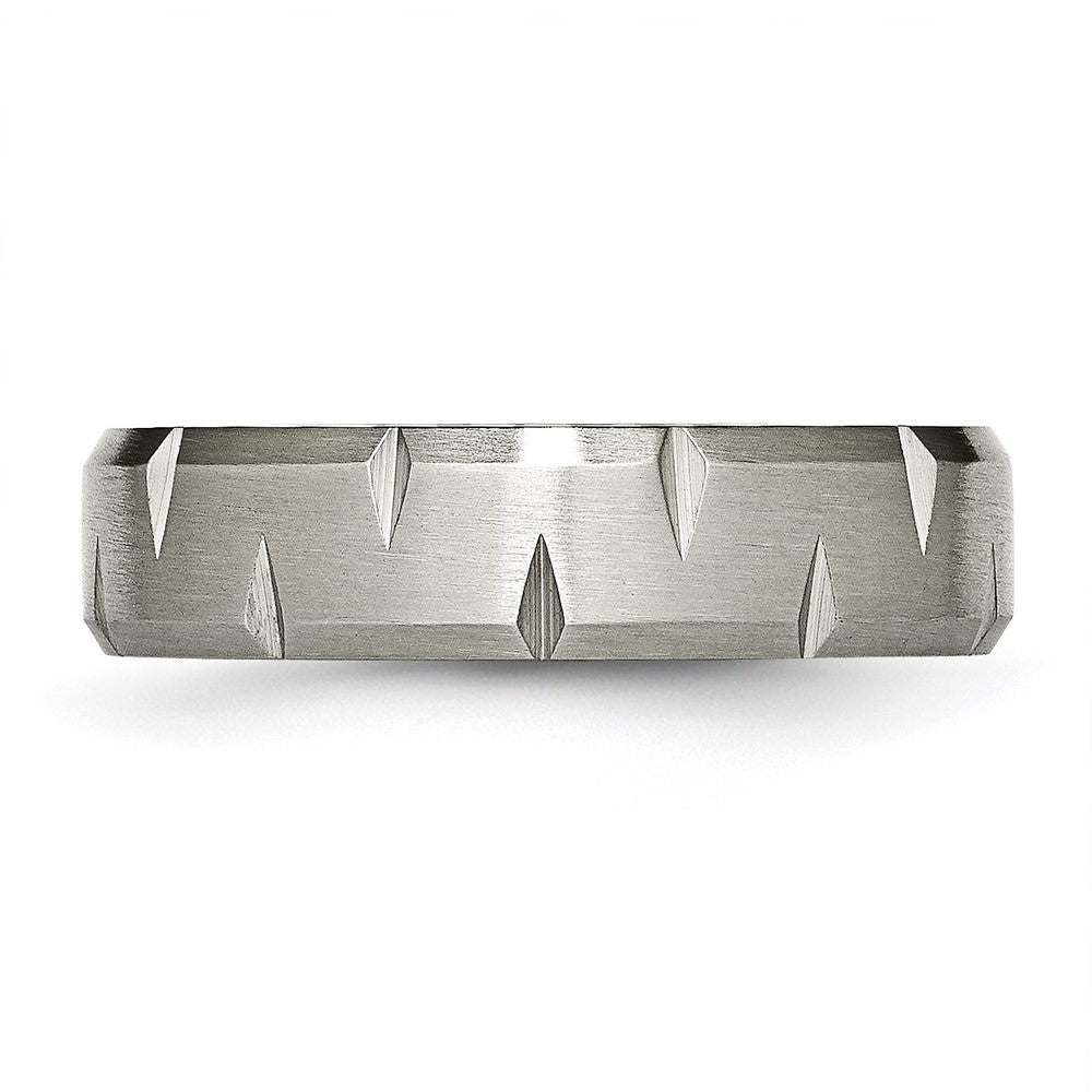 Chisel Titanium Brushed 6mm Beveled Edge Notched Band