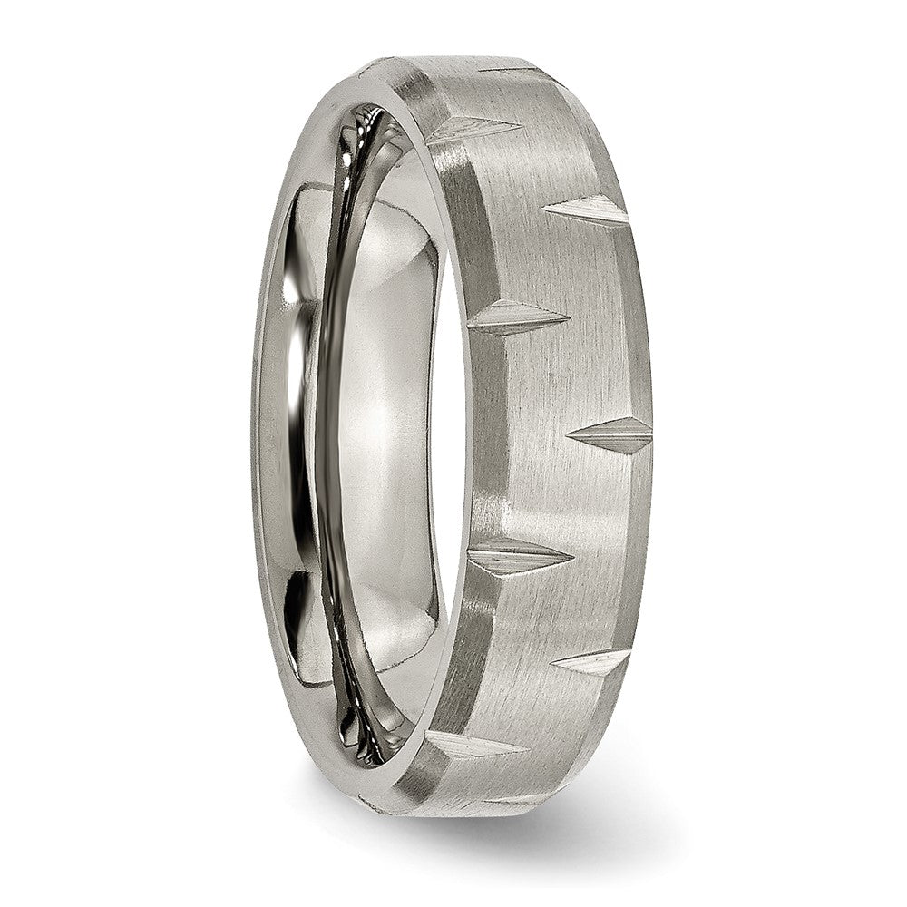 Chisel Titanium Brushed 6mm Beveled Edge Notched Band