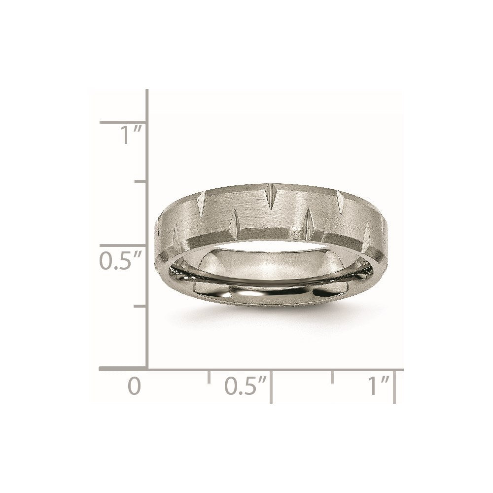 Chisel Titanium Brushed 6mm Beveled Edge Notched Band