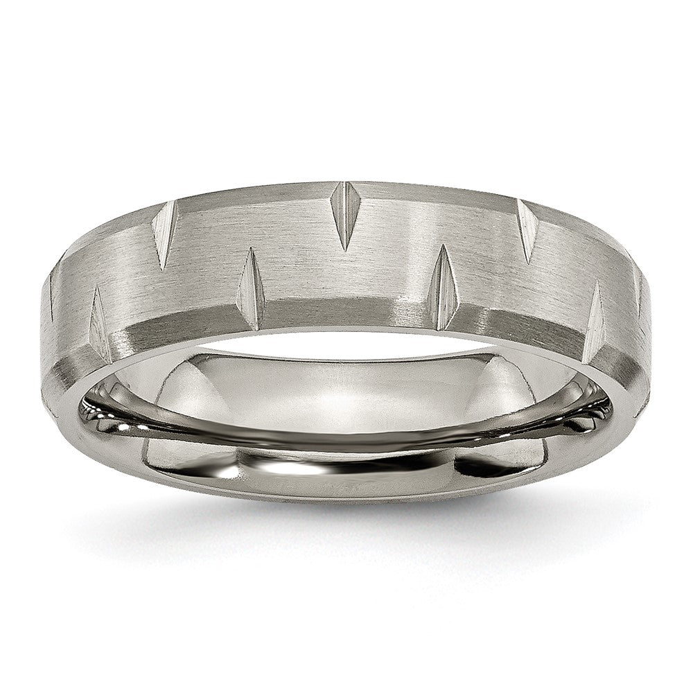 Chisel Titanium Brushed 6mm Beveled Edge Notched Band