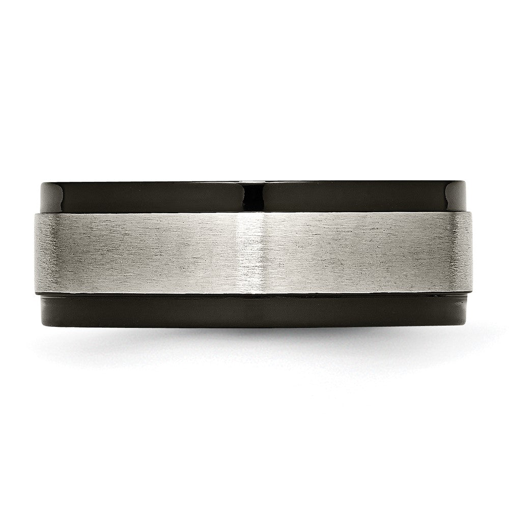 Chisel Titanium Brushed Center Black IP-plated 8mm Beveled Edge Band