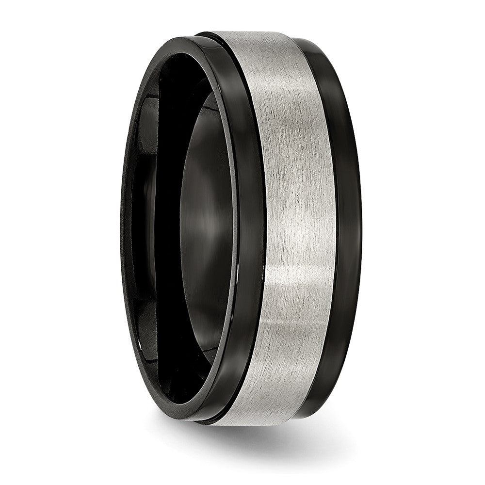 Chisel Titanium Brushed Center Black IP-plated 8mm Beveled Edge Band