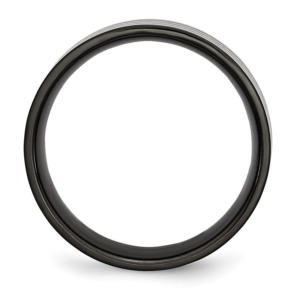 Titanium Polished 8mm Black IP-plated w/Satin Stripes Band