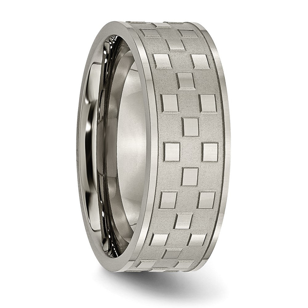 Titanium Satin and Polished Checkered 8mm Band