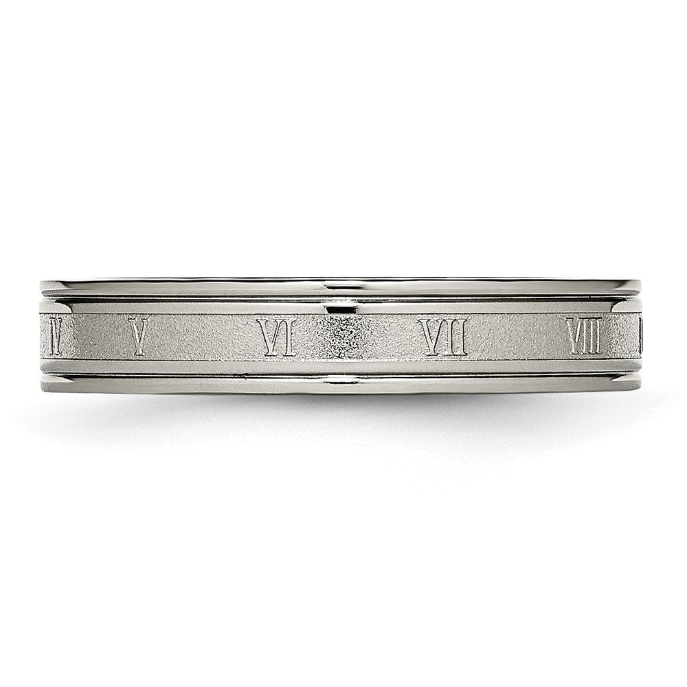 Chisel Titanium Brushed Center 4mm Roman Numerals Band