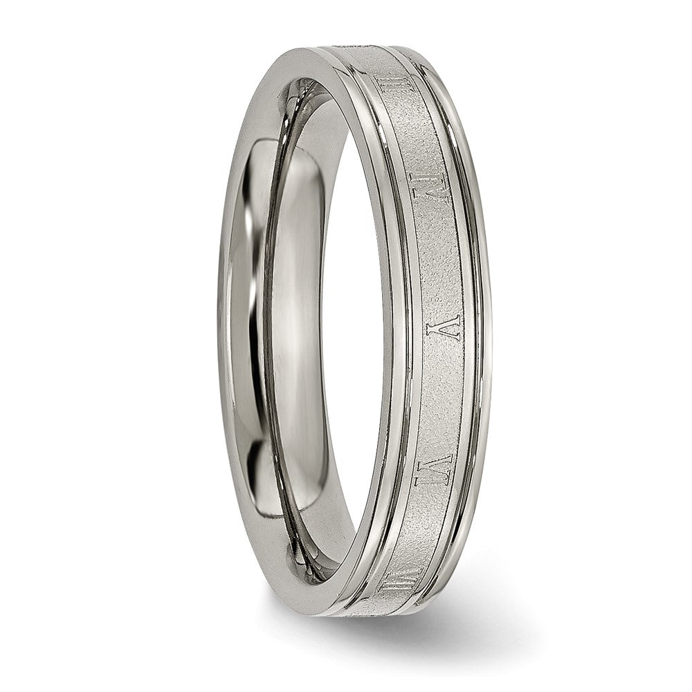 Chisel Titanium Brushed Center 4mm Roman Numerals Band