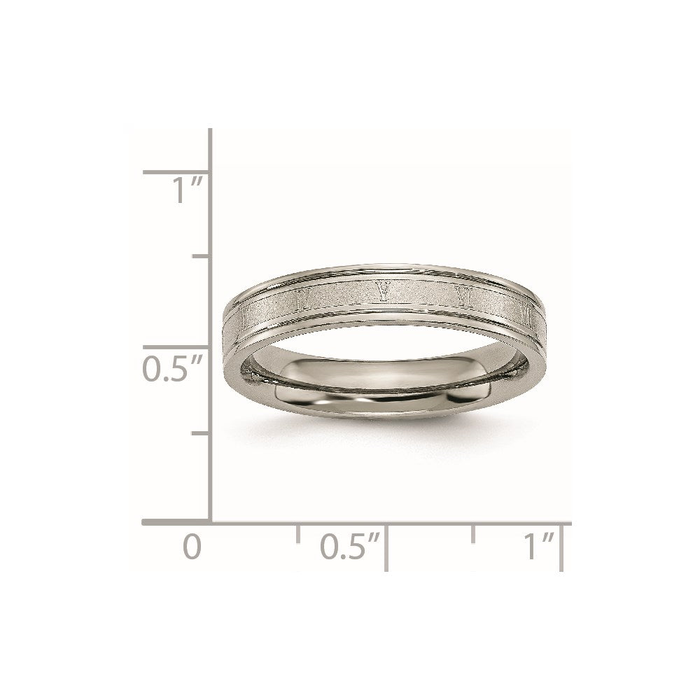 Chisel Titanium Brushed Center 4mm Roman Numerals Band