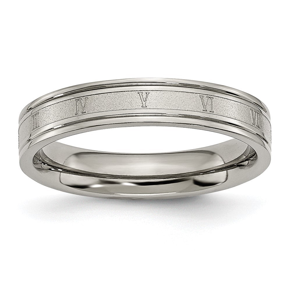 Chisel Titanium Brushed Center 4mm Roman Numerals Band