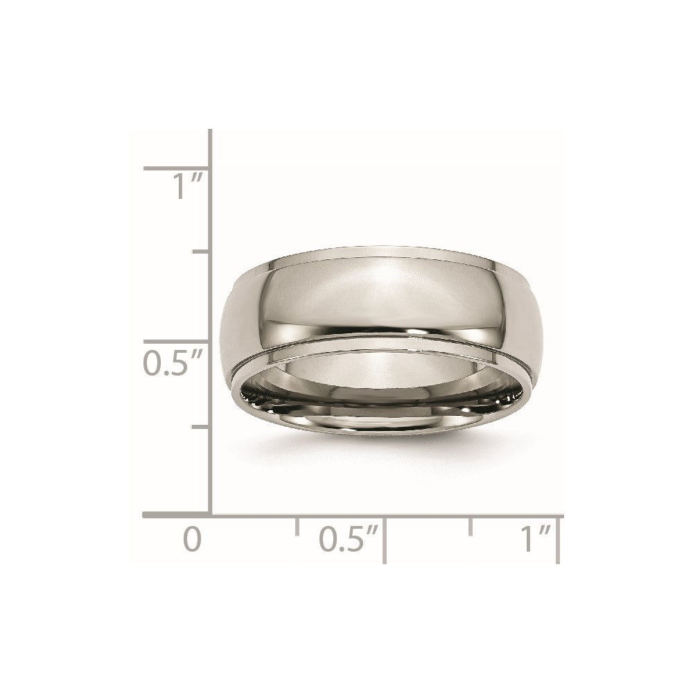 Chisel Titanium Polished 8mm Ridged Edge Band