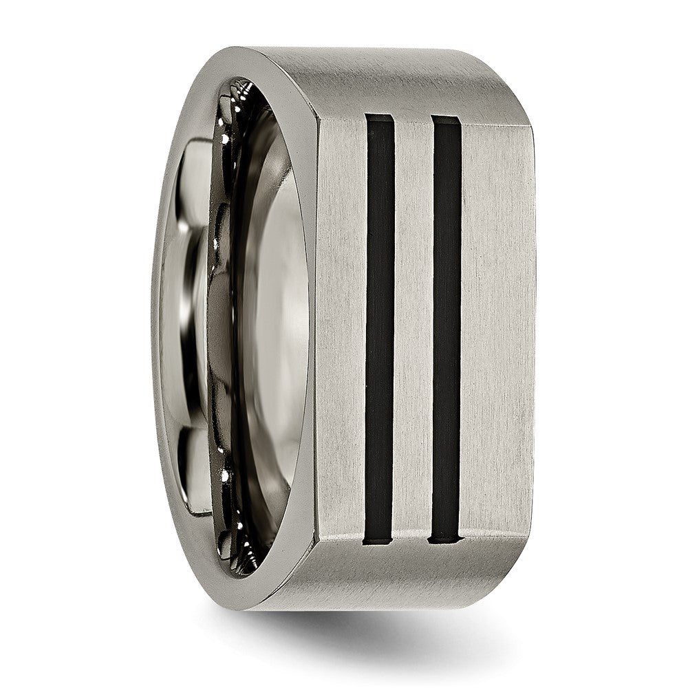 Chisel Titanium Brushed Black Enamel Stripes 10mm Band