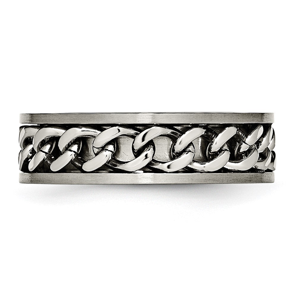 Chisel Titanium Brushed 7mm Chain Inlay Band