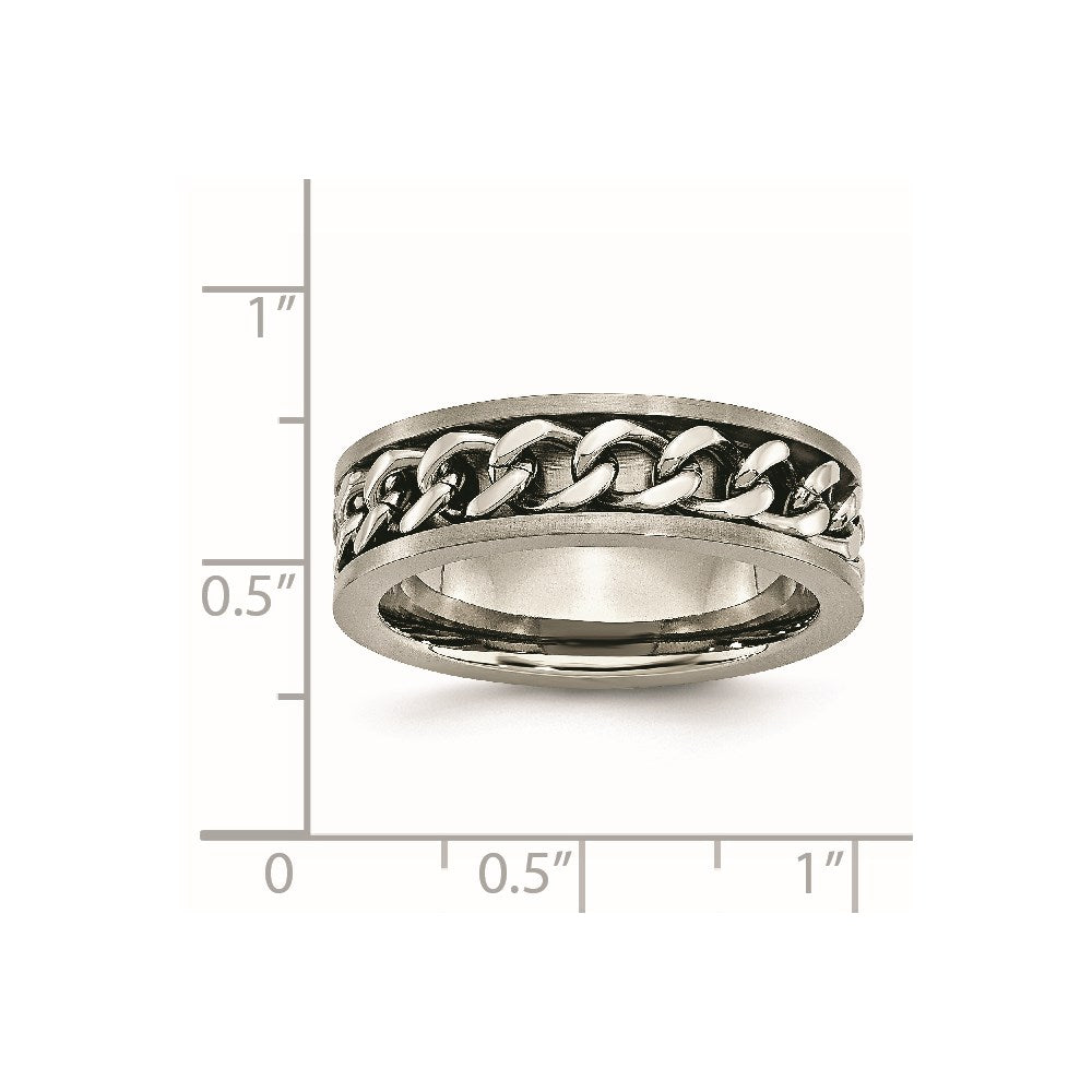 Chisel Titanium Brushed 7mm Chain Inlay Band