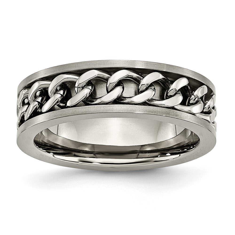 Chisel Titanium Brushed 7mm Chain Inlay Band