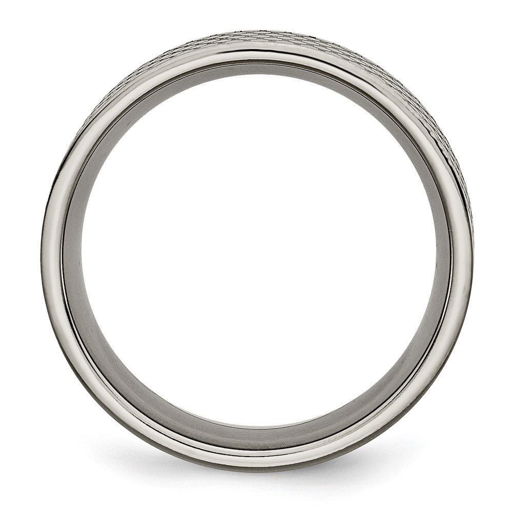 Titanium Brushed Patterned 8mm Flat Band