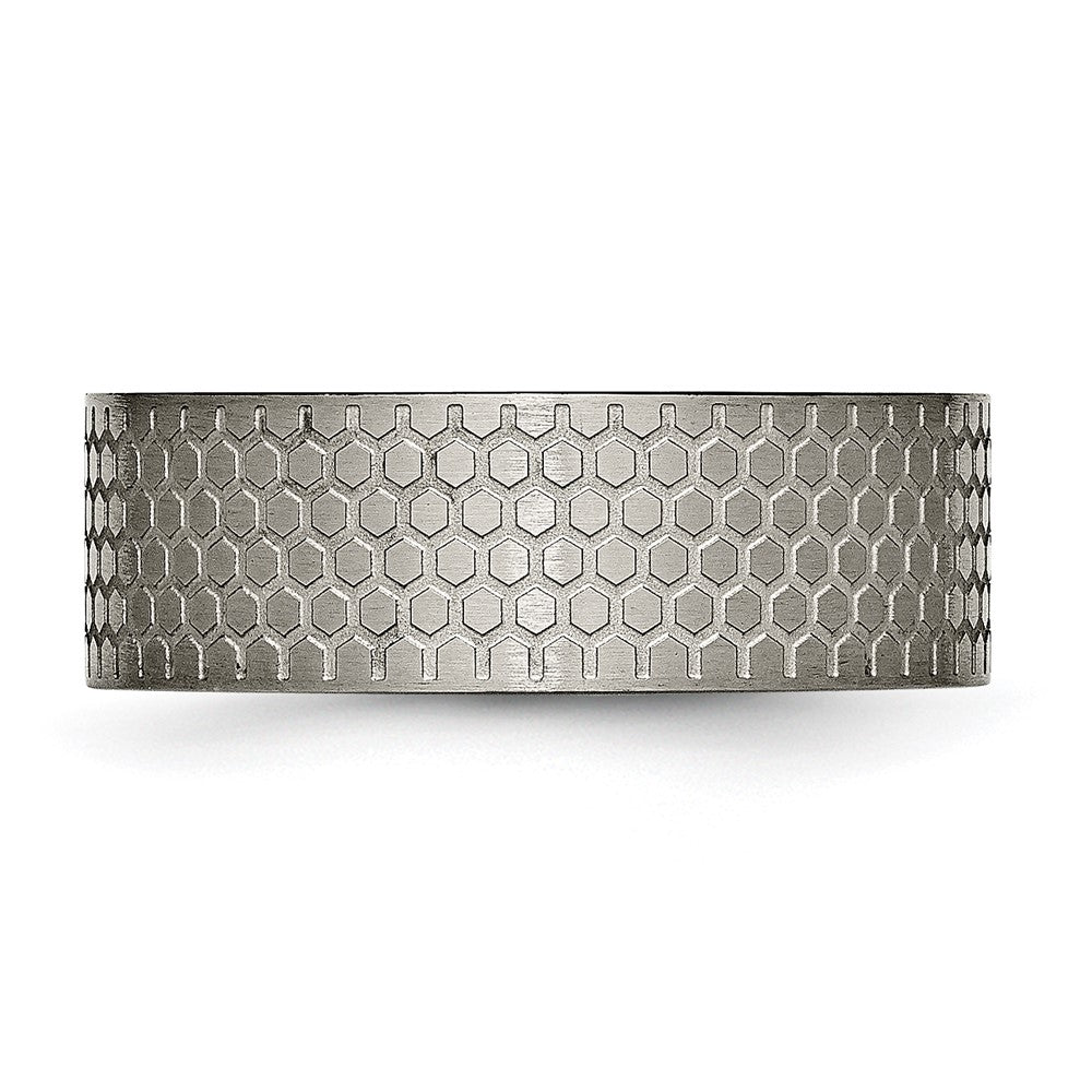 Titanium Brushed Patterned 8mm Flat Band