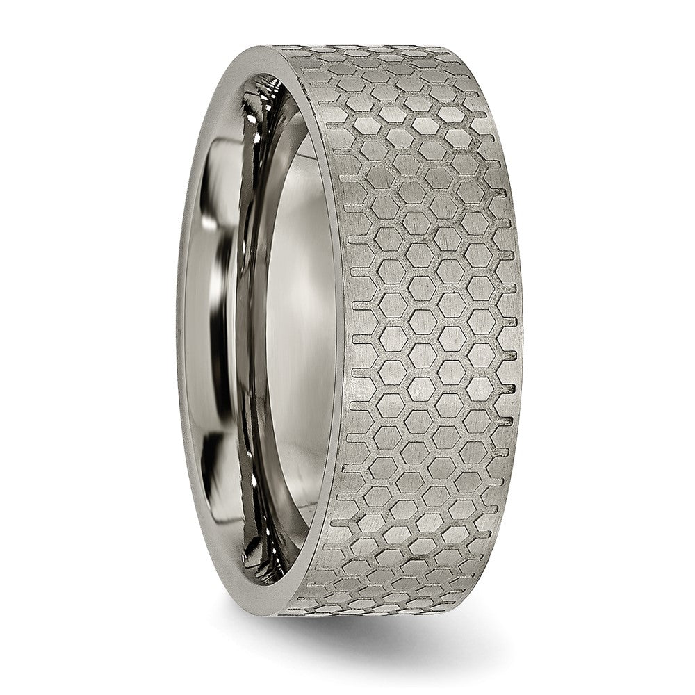 Titanium Brushed Patterned 8mm Flat Band