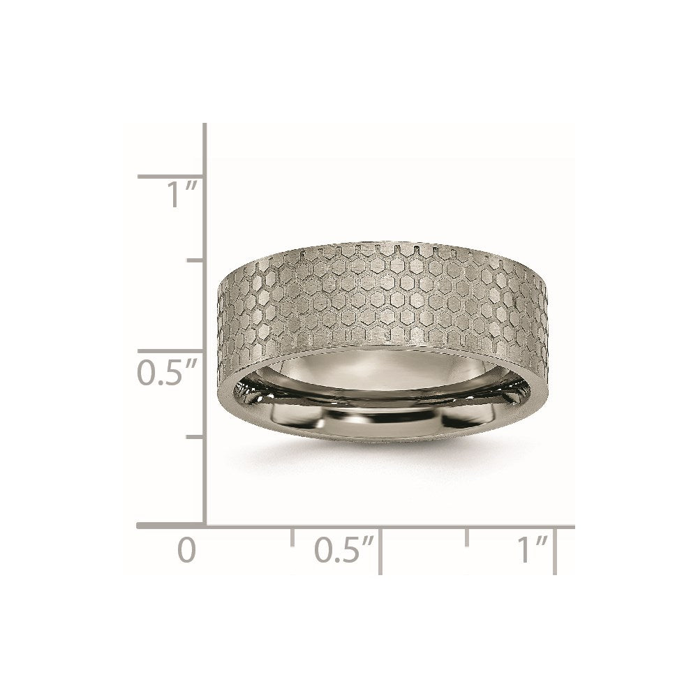 Titanium Brushed Patterned 8mm Flat Band