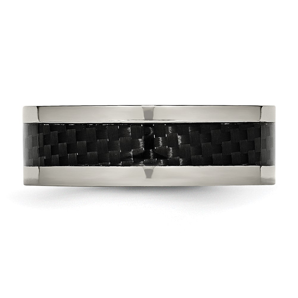 Chisel Titanium Polished with Black Carbon Fiber Inlay 8mm Band