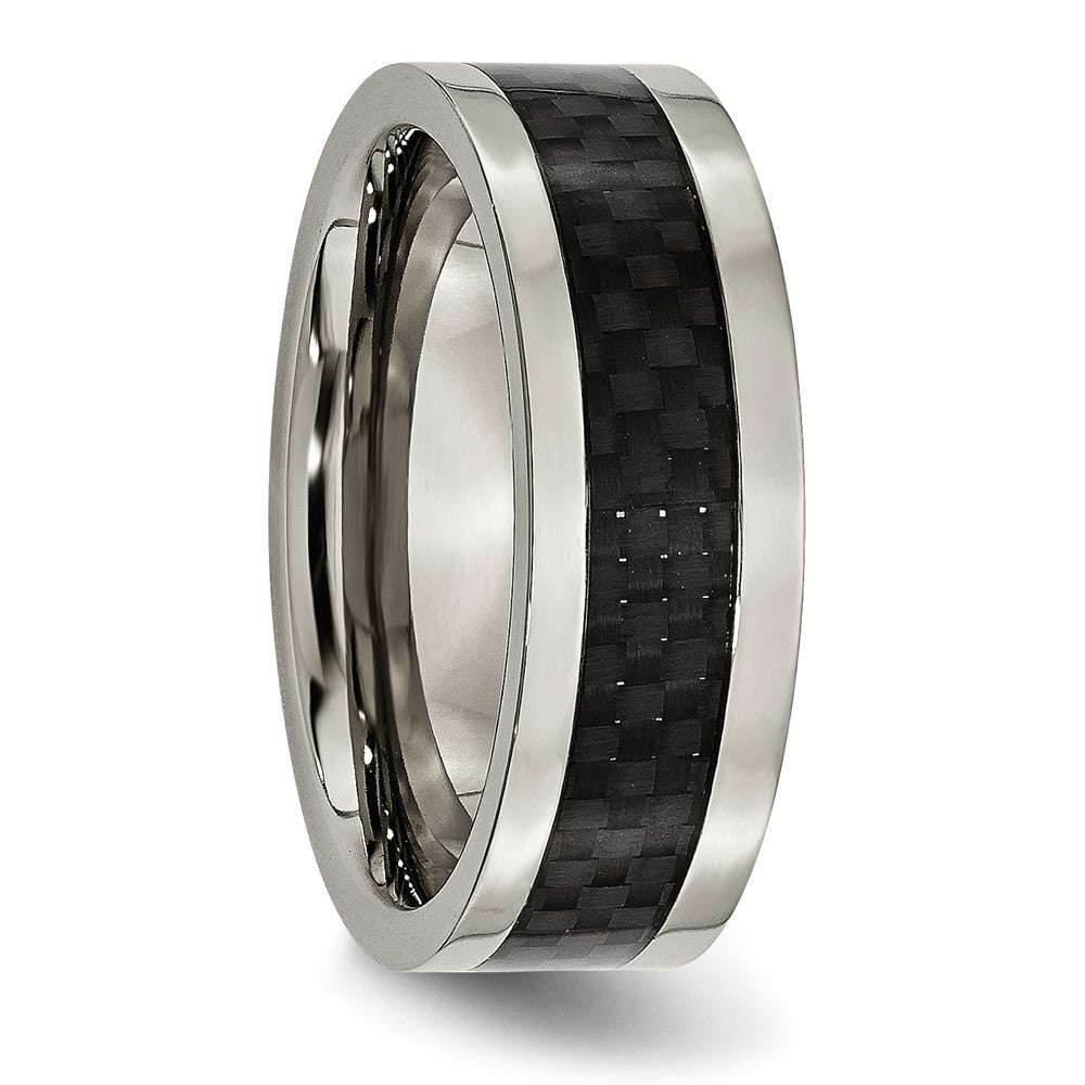 Chisel Titanium Polished with Black Carbon Fiber Inlay 8mm Band