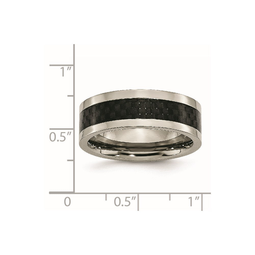 Chisel Titanium Polished with Black Carbon Fiber Inlay 8mm Band