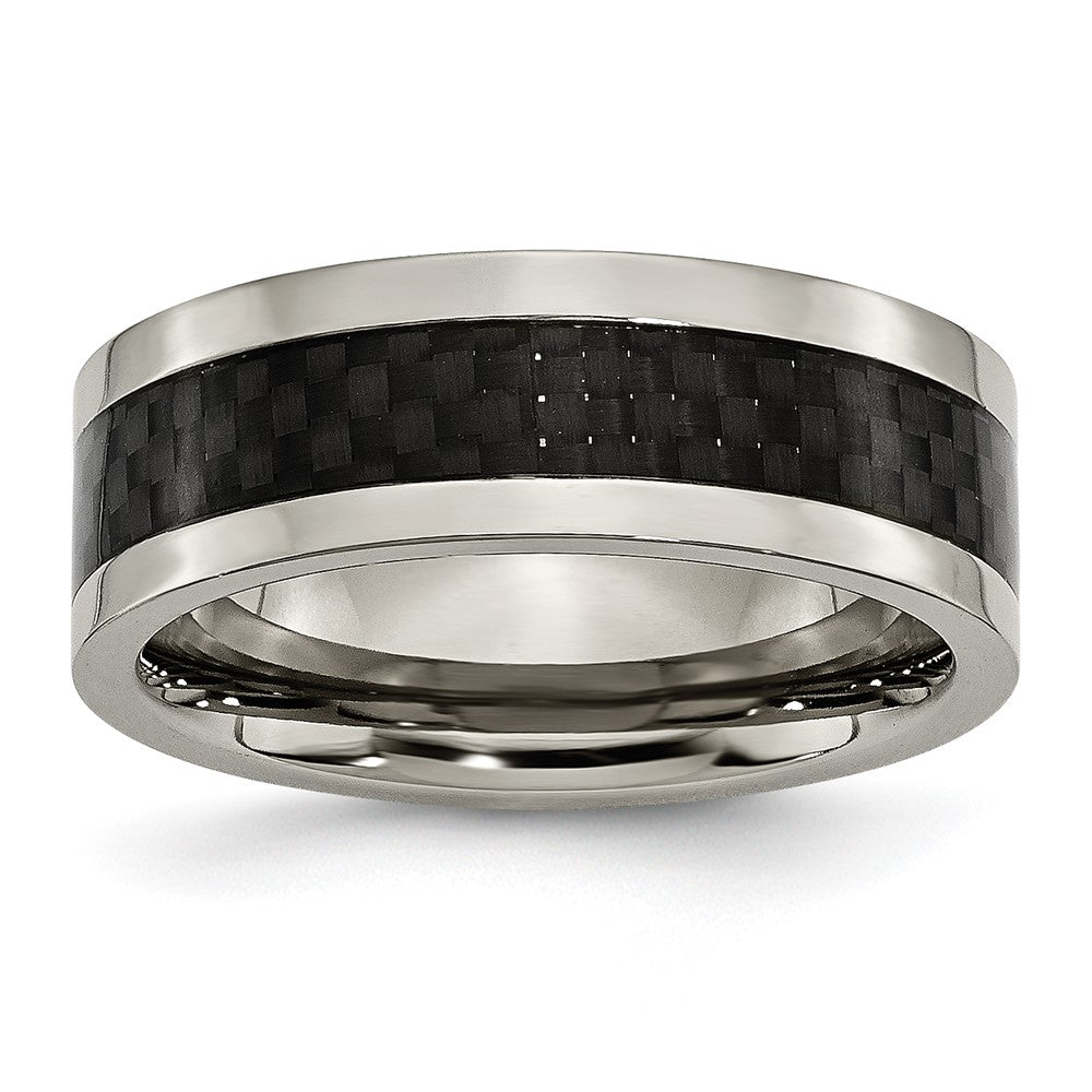 Chisel Titanium Polished with Black Carbon Fiber Inlay 8mm Band