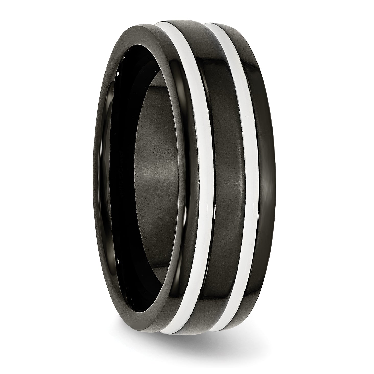 Titanium 8mm Black IP-plated Polished Band TB256