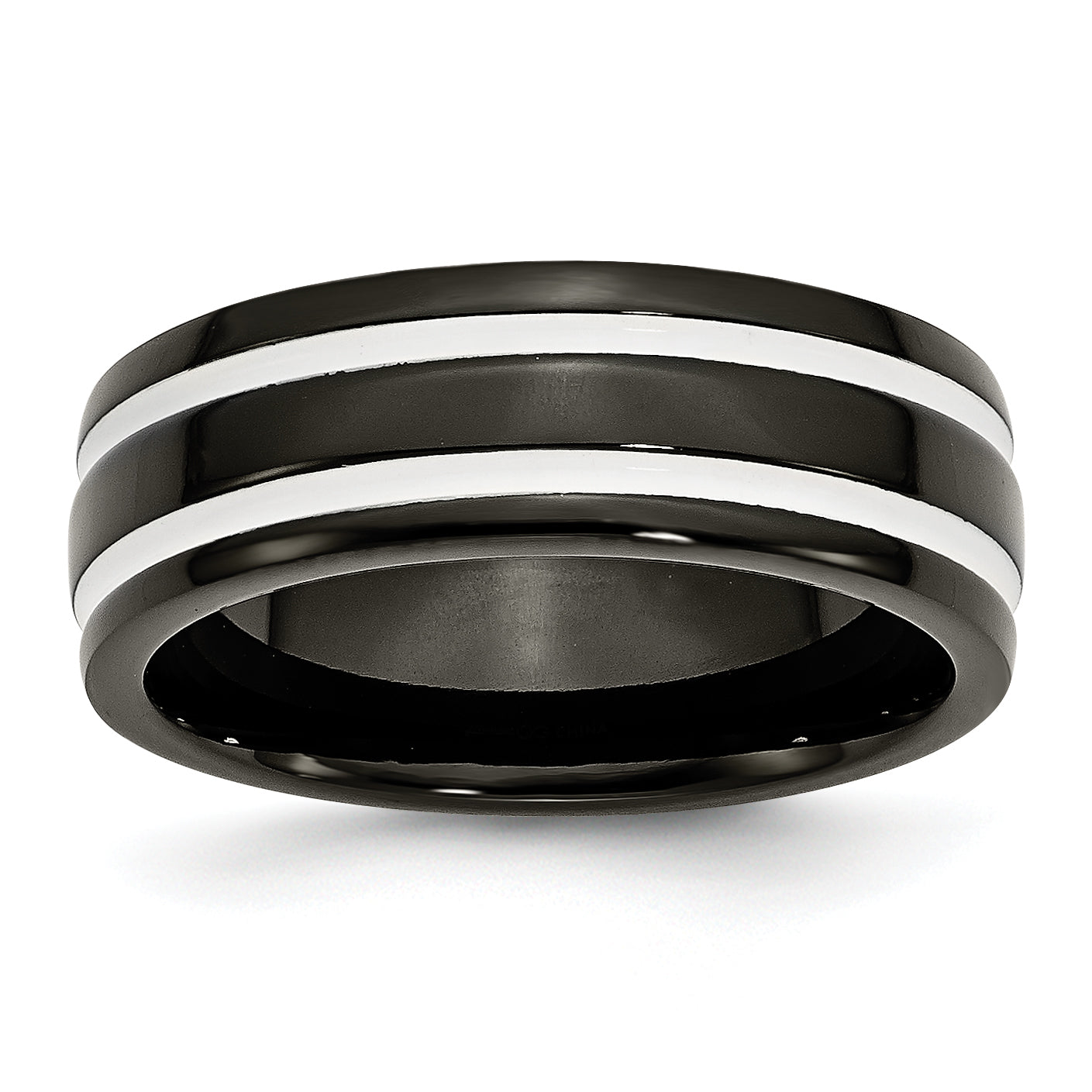 Titanium 8mm Black IP-plated Polished Band TB256