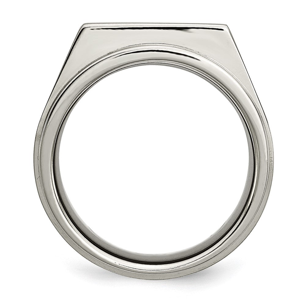 Chisel Titanium Satin and Polished 1/20 Carat Diamond Signet Band