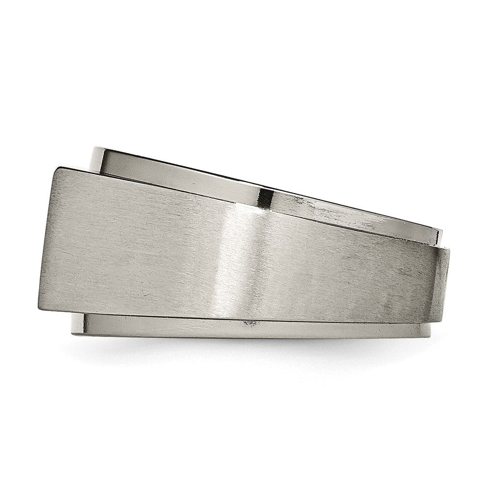 Chisel Titanium Satin and Polished 1/20 Carat Diamond Signet Band