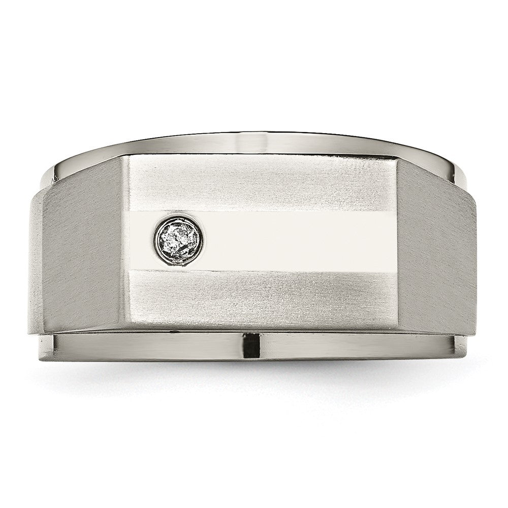 Chisel Titanium Satin and Polished 1/20 Carat Diamond Signet Band