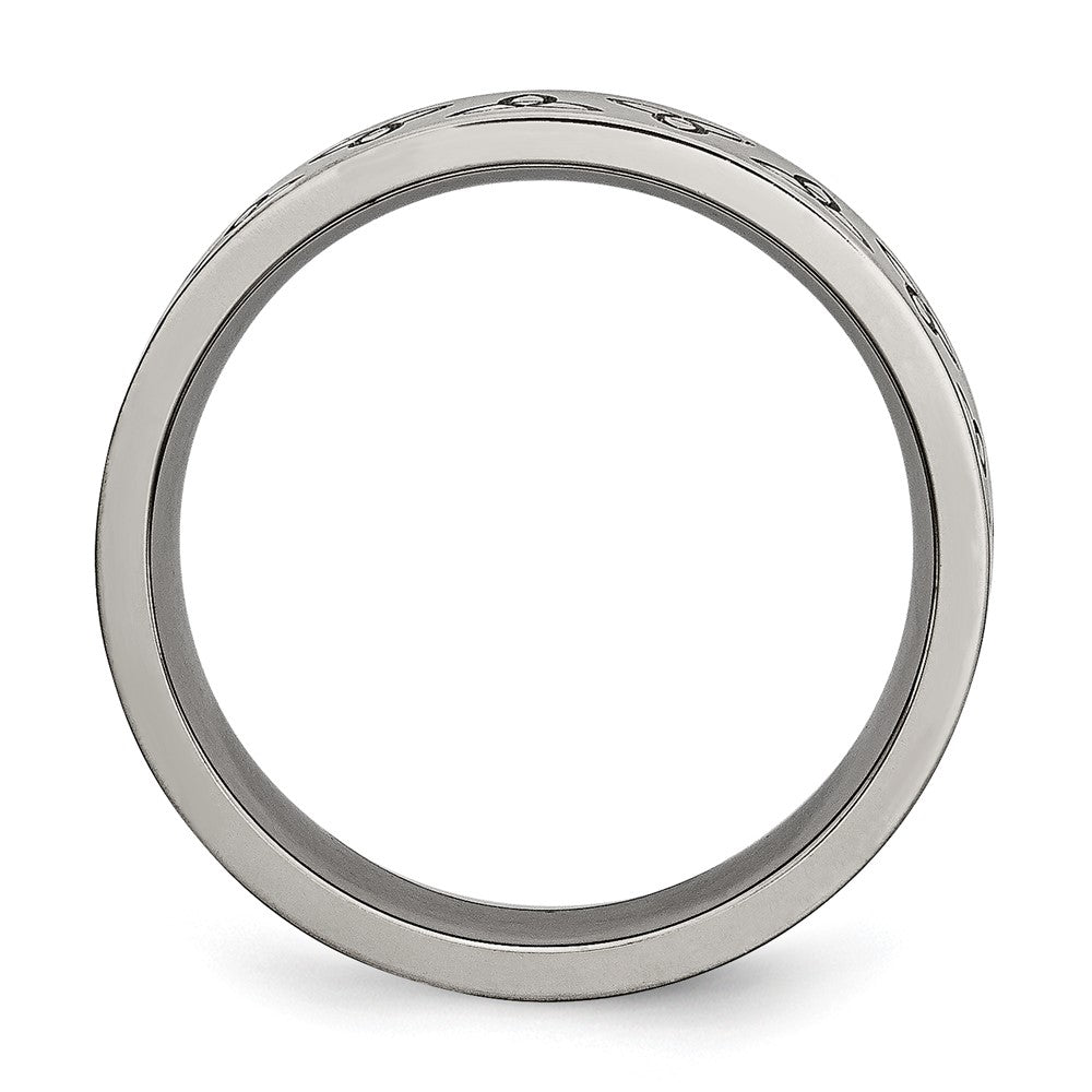 Chisel Titanium Brushed 6mm Trinity Symbol Flat Band