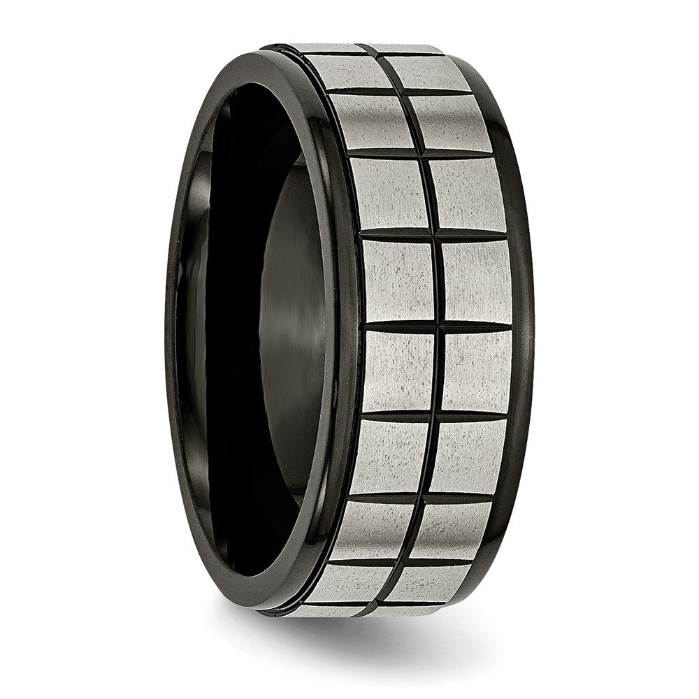 Chisel Titanium Brushed Center Black IP-plated 9mm Band