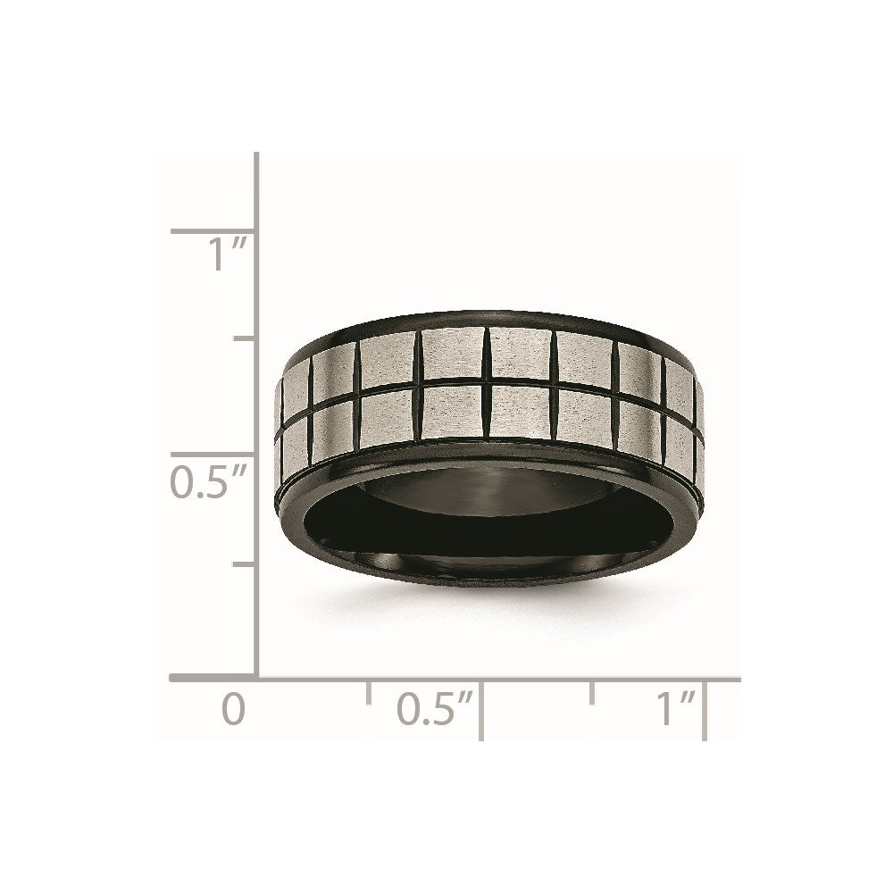 Chisel Titanium Brushed Center Black IP-plated 9mm Band