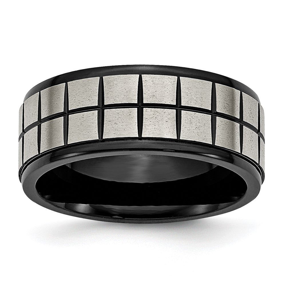 Chisel Titanium Brushed Center Black IP-plated 9mm Band