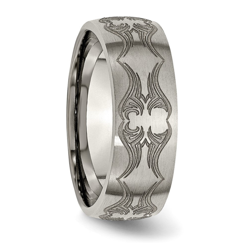 Titanium Brushed Laser Design 8mm Band