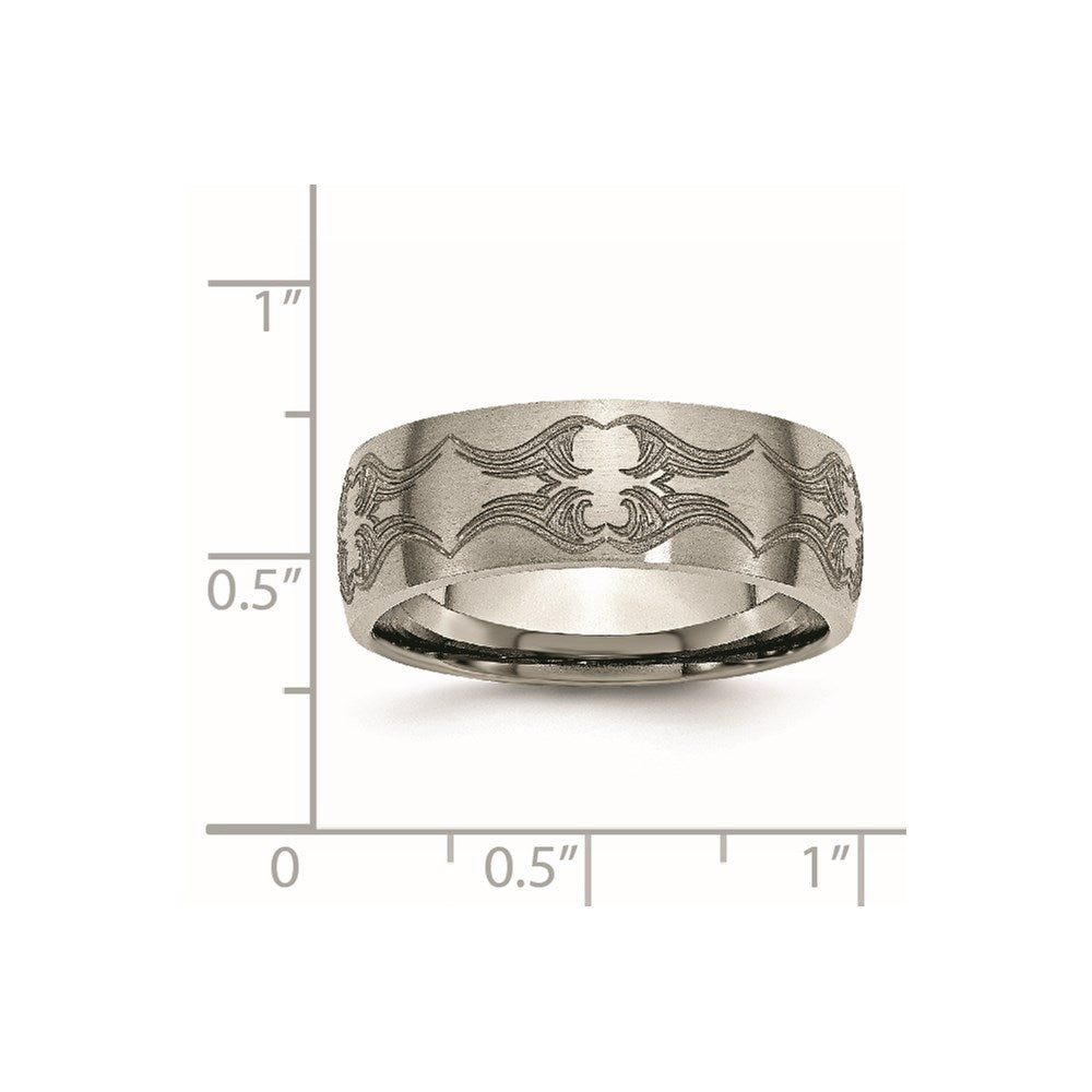 Titanium Brushed Laser Design 8mm Band