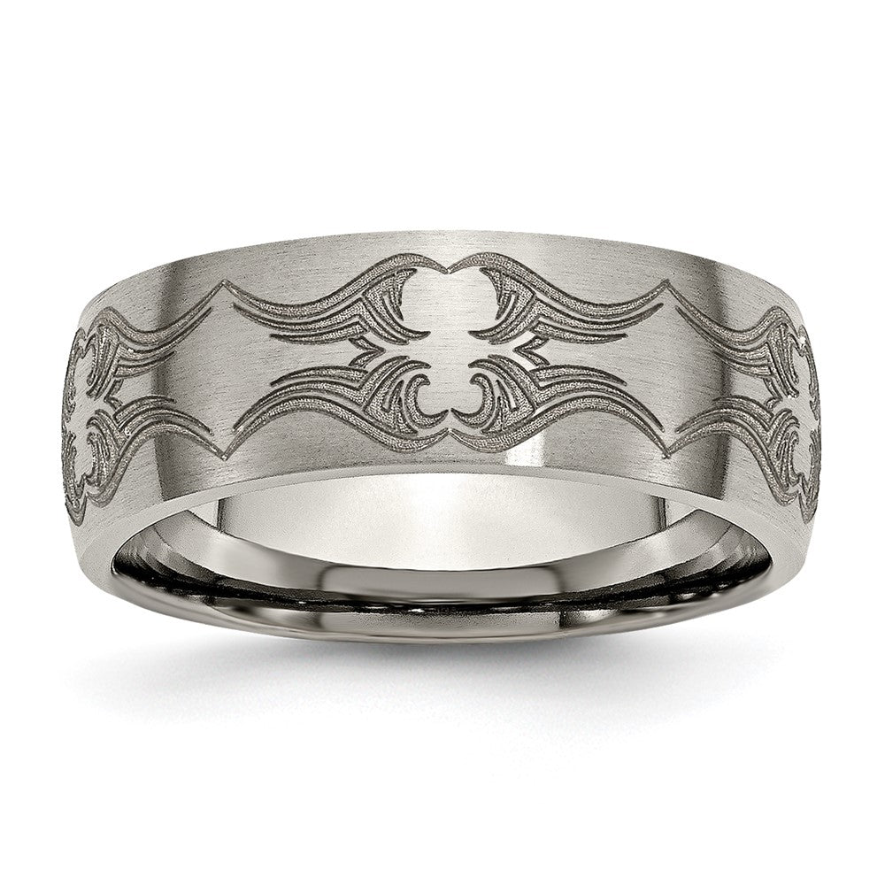 Titanium Brushed Laser Design 8mm Band