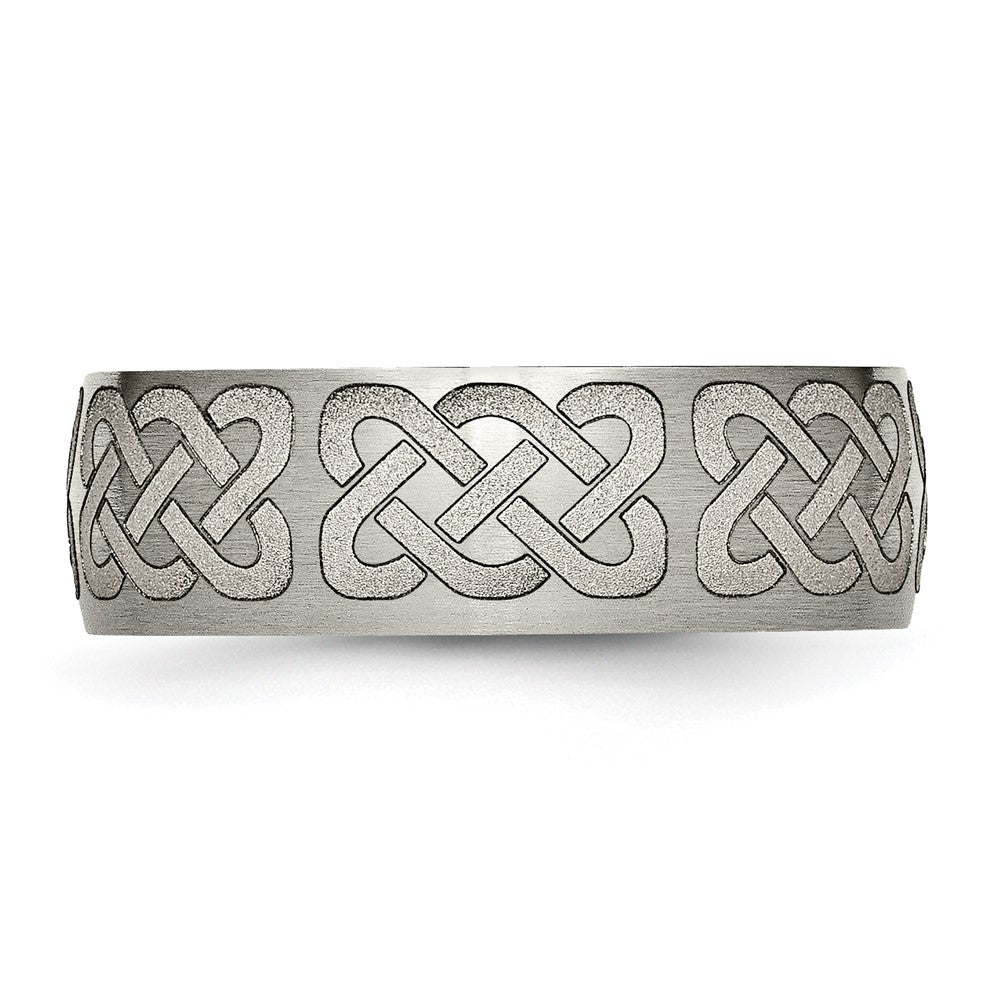 Chisel Titanium Brushed Celtic Laser Design 8mm Band