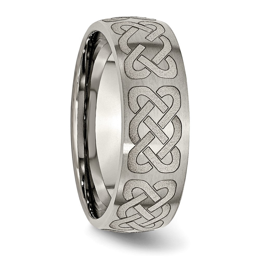 Chisel Titanium Brushed Celtic Laser Design 8mm Band