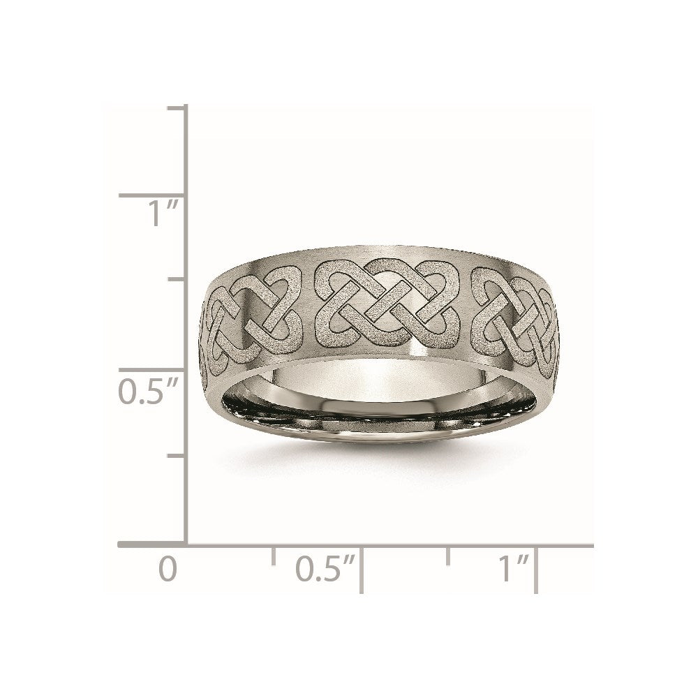 Chisel Titanium Brushed Celtic Laser Design 8mm Band